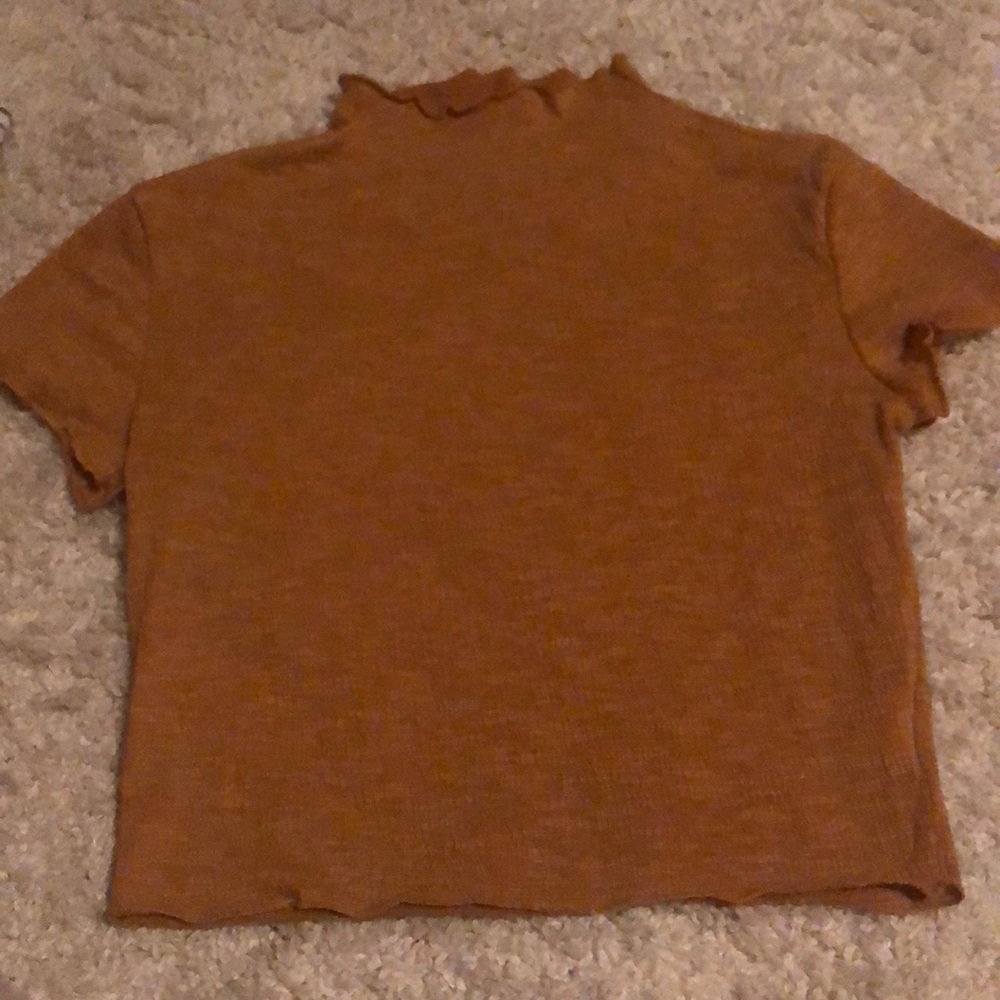 cropped high neck burnt orange tee